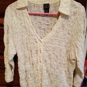 INC V- Neck Lace Top